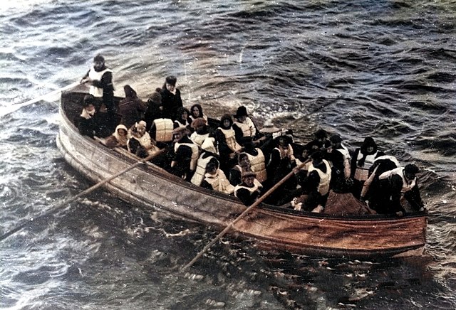 Titanic survivors onboard lifeboat
