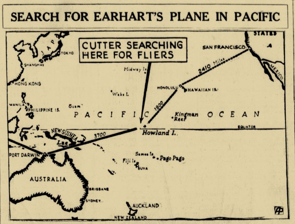 Map of Amelia's Lost Flight