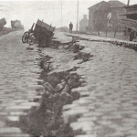 Fissure in street caused by San Francisco earthquake